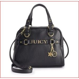 Juicy Couture Designer SATCHEL Dome bag Faux Leather Purse BLACK hand bag